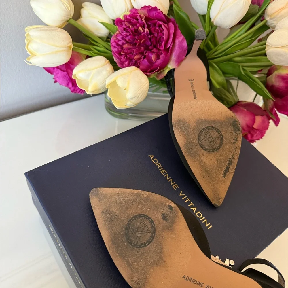 Adrienne Vittadini Black Heels with Crystal Accents - Picture 3 of 4